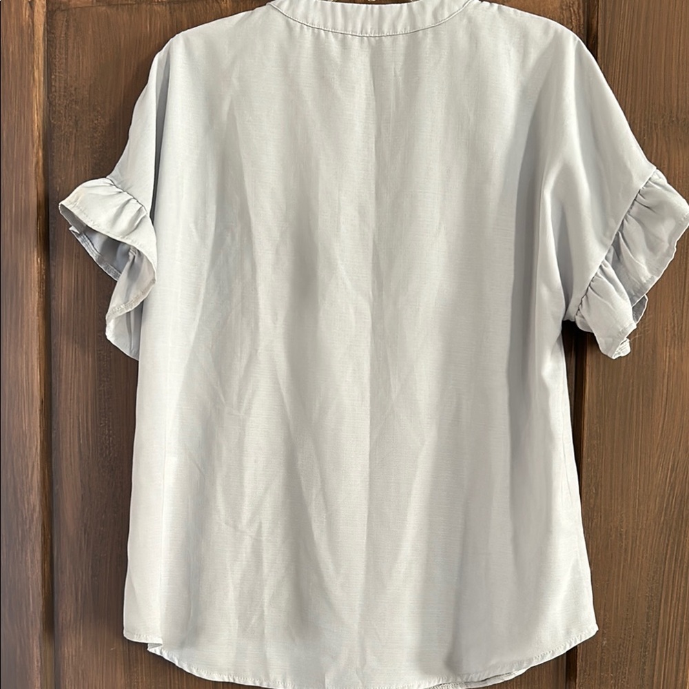 White Women's Ruffled Top - Picture 2 of 4